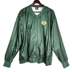 Green Bay Packers Green Windbreaker Jacket Mens XL Lined Pockets